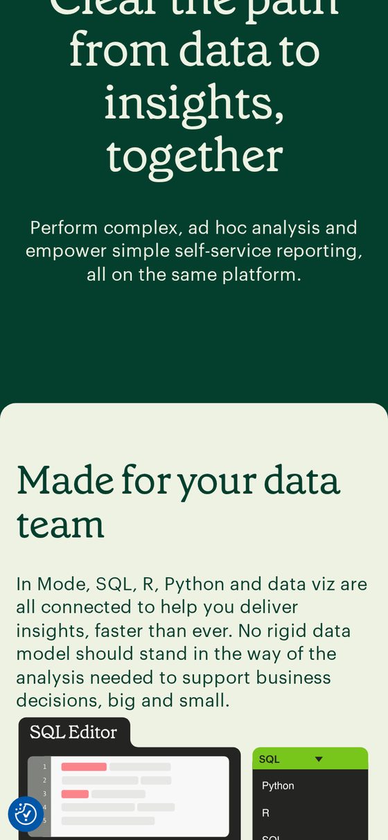 Mode platform section on a phone